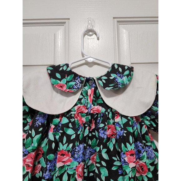 Vtg Girls Dress Floral Size 4 Little Grown Ups Double Collared Easter Spring - Picture 5 of 7